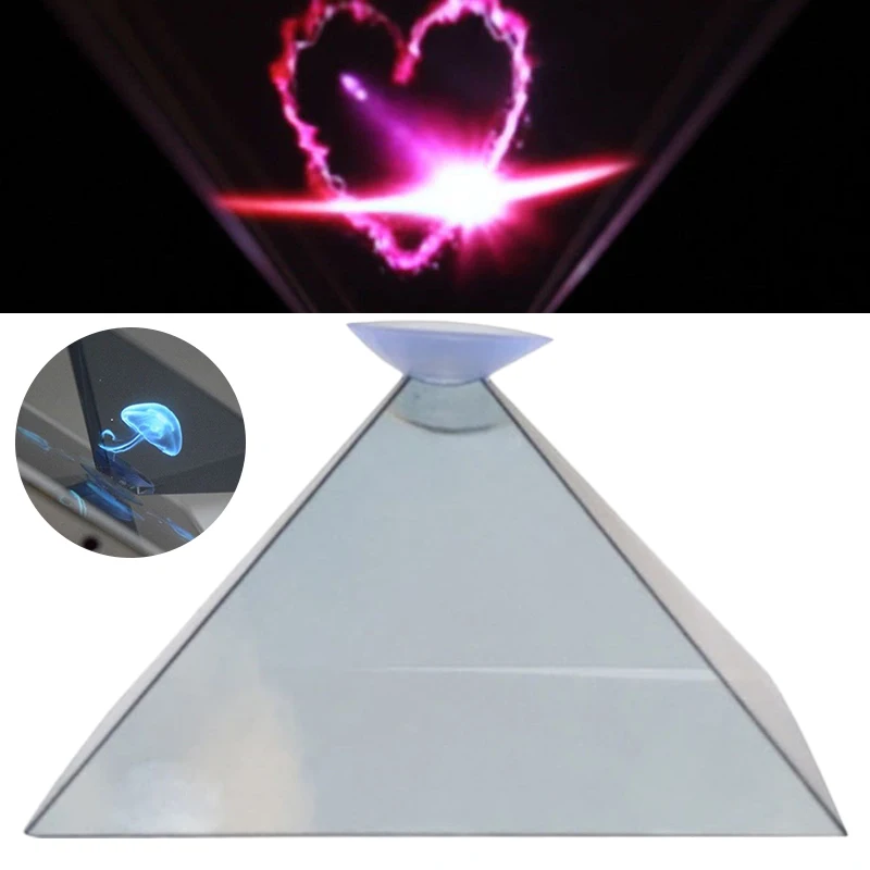 3D Hologram Pyramid Display Projector, Video Stand, Universal for Smart Mobile Phone, In Stock