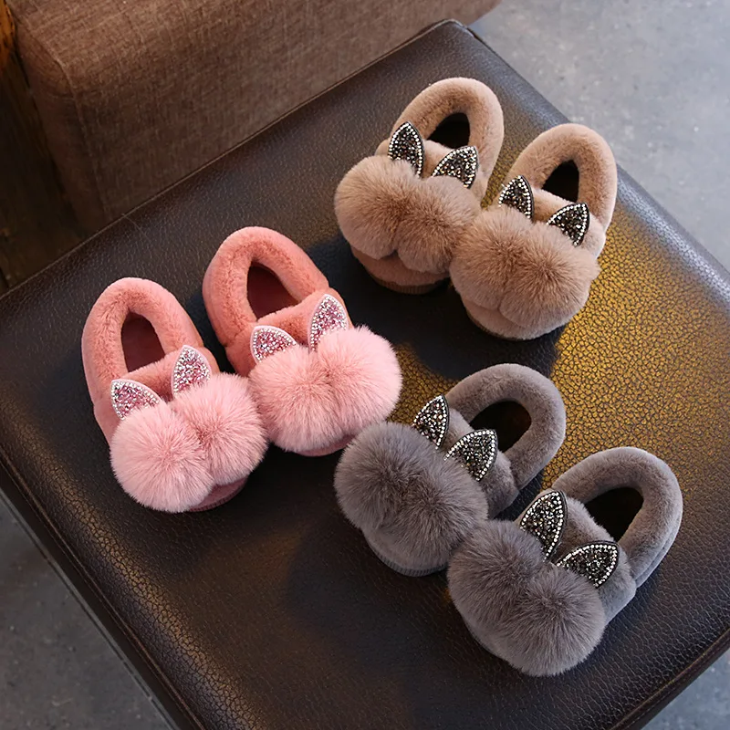 Kids Girls Girls Slippers Cartoon Fox Girls Home Shoes For Children Winter Indoor Bedroom Slippers Warm Velvet Baby Boots