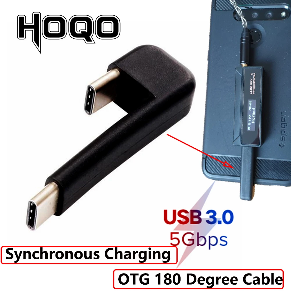 High Quality USB C 180 Degree Synchronous Charging Cable OTG USB Type C Male to Male Adapter for E1DA 9038D SSD T5 DAC Device