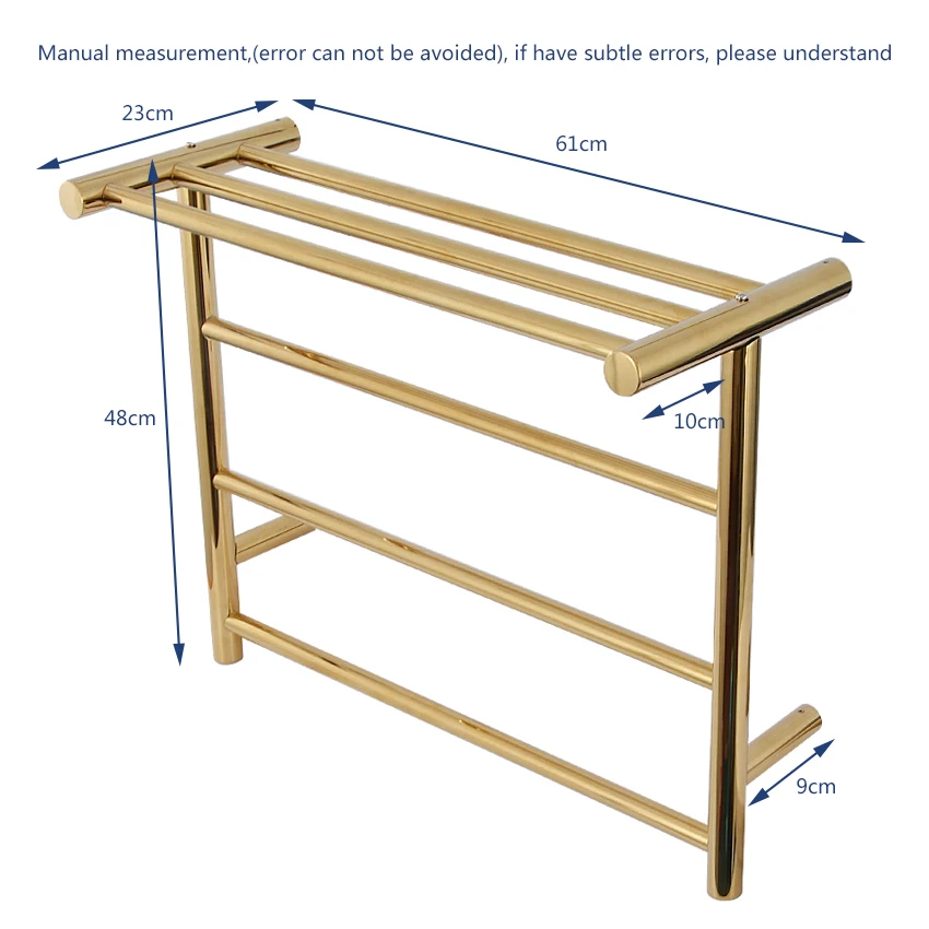Imagem -05 - Toalha de Parede Rack de Secagem 304 Aço Inoxidável Aquecedor de Ouro Toalha Aquecida Aquecimento Elétrico Banheiro e wc Aço Inoxidável 304