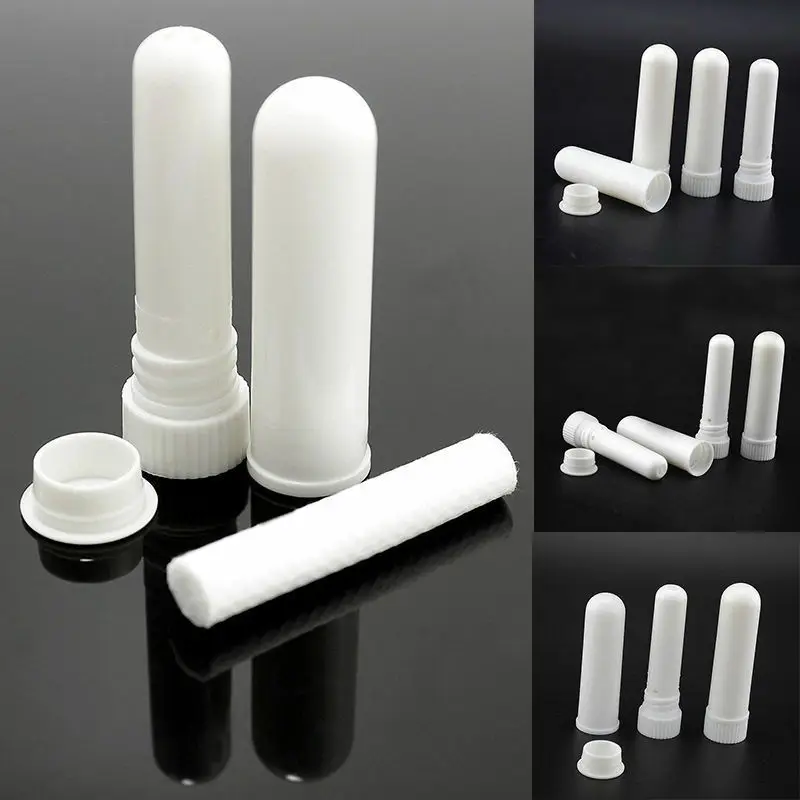 5/10/25 piece white plastic blank aromatherapy inhalation tube stick nasal container with wick essential oil nasal container