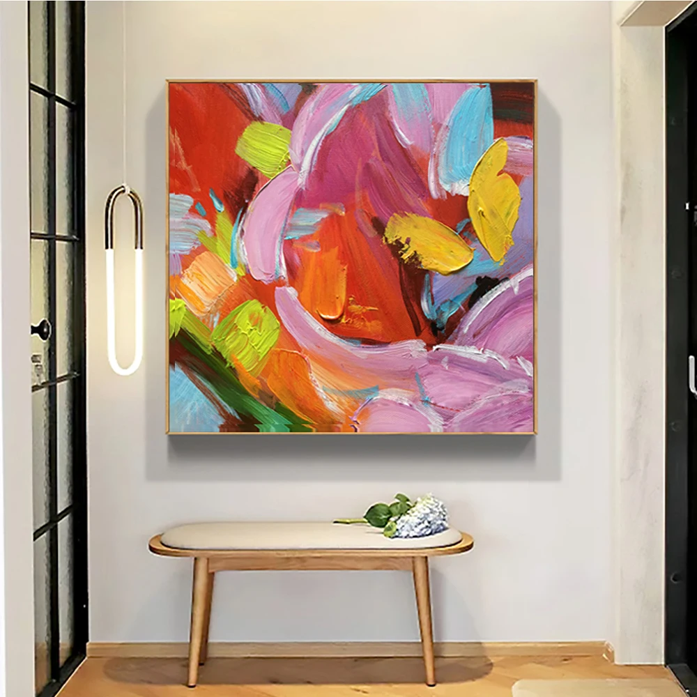 

Hand Painted Abstract Color Wall Art on Canvas Textured Oil Painting for Office Living Room Decoration Abstract Wall Painting