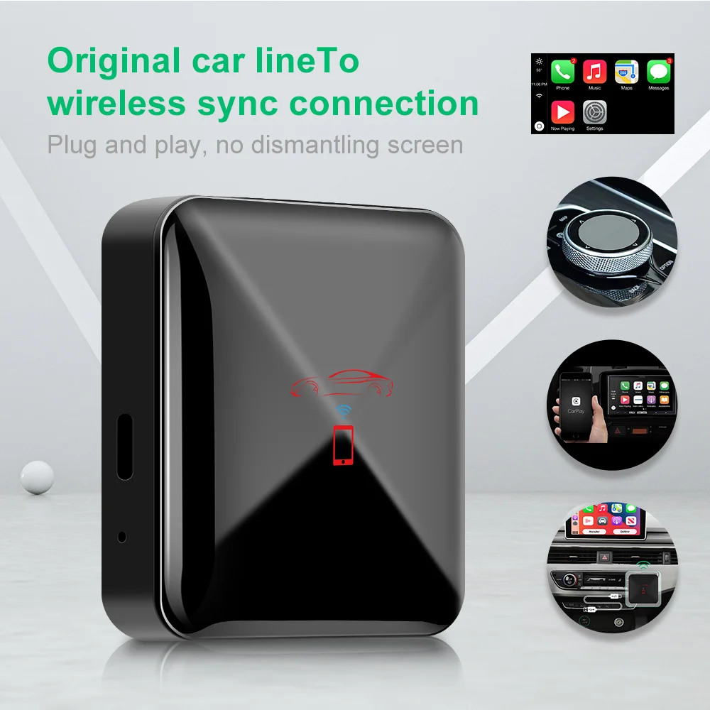 

LeeKooLuu Wireless CarPlay Box for Audi Mercedes Volvo VW etc Support Cars with Wired OEM CarPlay & Only availble for IPhone