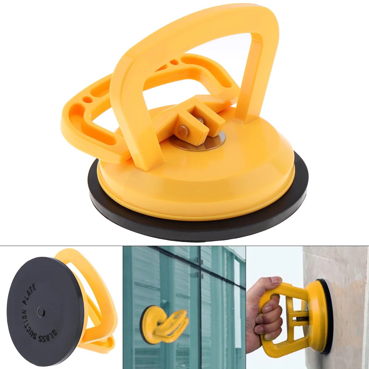 

TL-F1 Yellow Single Claw Sucker Vacuum Suction Cup with Rubber Suction Pad 2 Clip Handles for Tiles Glass Lightweight Locking