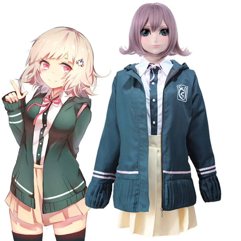 

Nanami ChiaKi Cosplay Costume Danganronpa 2 School Uniform Skirt Dangan Ronpa Backpack Wig Girls Sailor Suit Party Dress