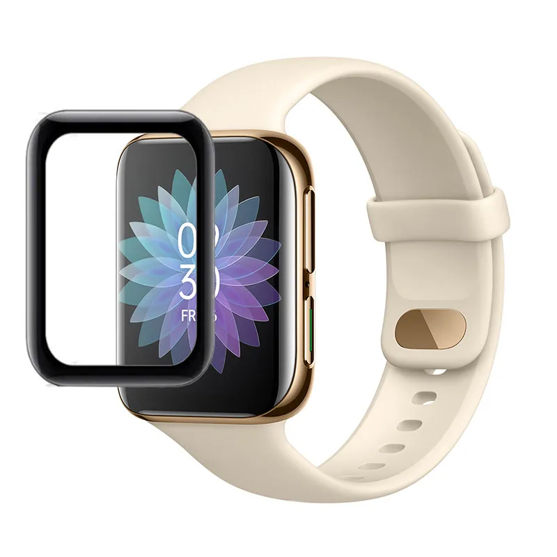 Película protetora macia com borda curvada 3d, para relógio oppo 41mm/watch2 42mm/watch 2 46mm, protetor de tela de cobertura completa para smartwatch