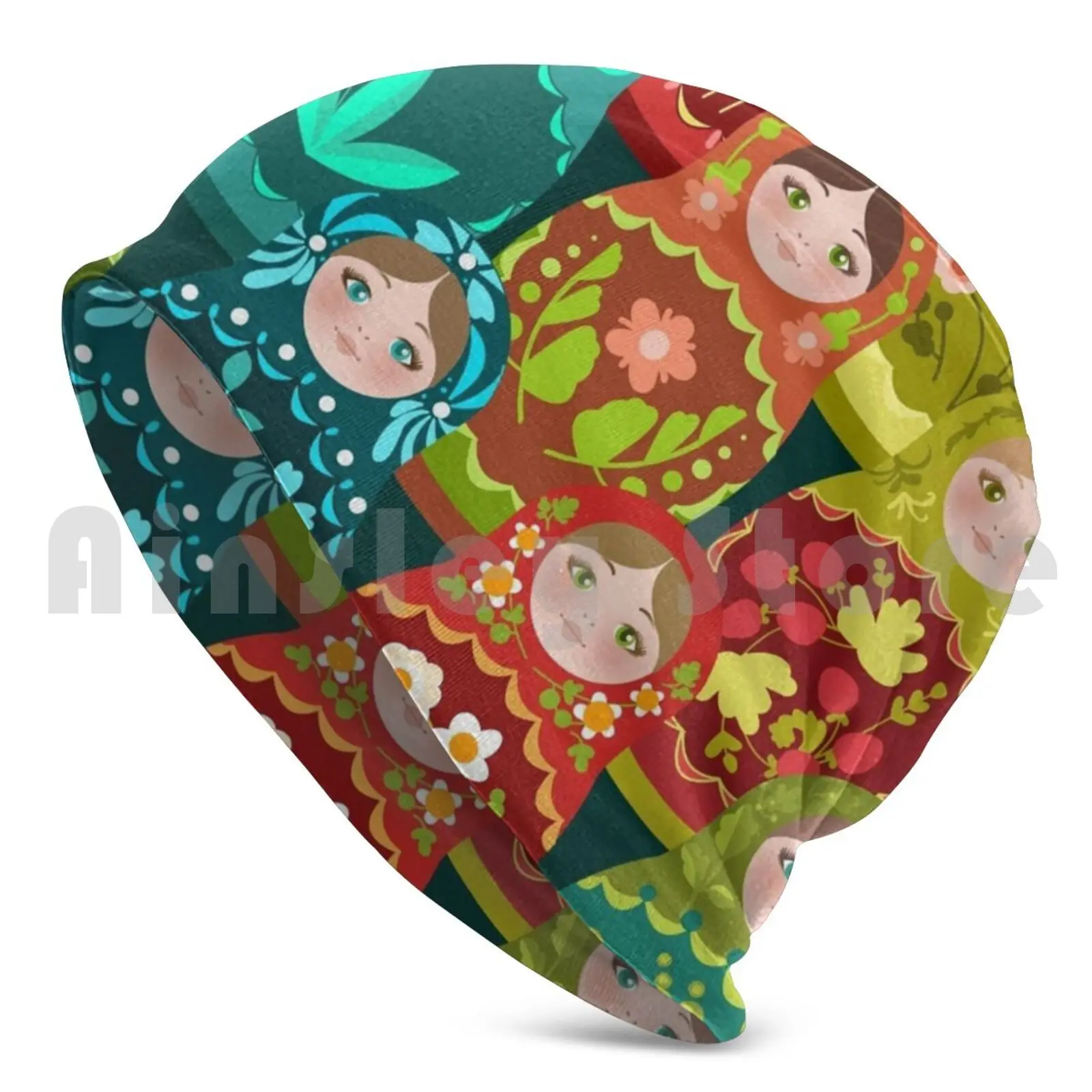 Matryoshka Doll Pattern Beanie Hedging Cap DIY Print Cushion Matryoshka Doll Nesting Doll Russia Russian Folk Art Folk