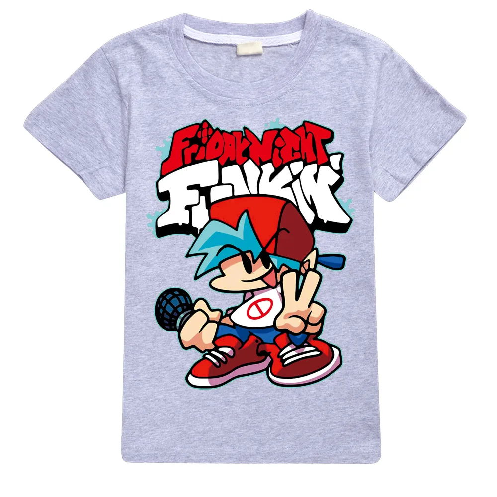 Game Boy Friday Night Funkin T-shirts for Girls Kids T Shirts Big Boys Short Sleeve Tees Kids Summer Clothes Pink Shirt