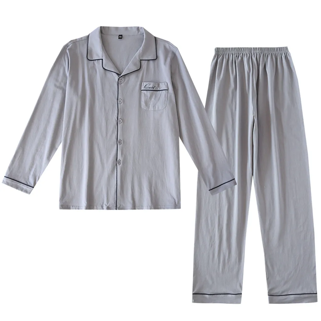 

Shanghai Story Spring 2 Pieces Pajama Long Sleeve Pjs Sets Button Down Cotton Sleepwear for Men