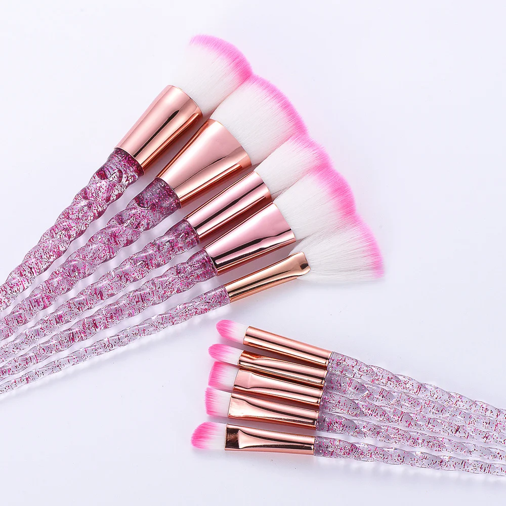 10Pcs Crystal Makeup Brushes Set Foundation Powder Blush Highlighter Eyeshadow Eyebrow Brush Cosmetics Blending Make Up Tools