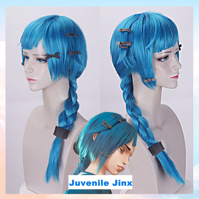 

New Animation Arcane Cosplay Props Game LOL Jayce Ekko Vi Jinx Childhood Adult Wig Red Blue Halloween Carnival Party Accessories