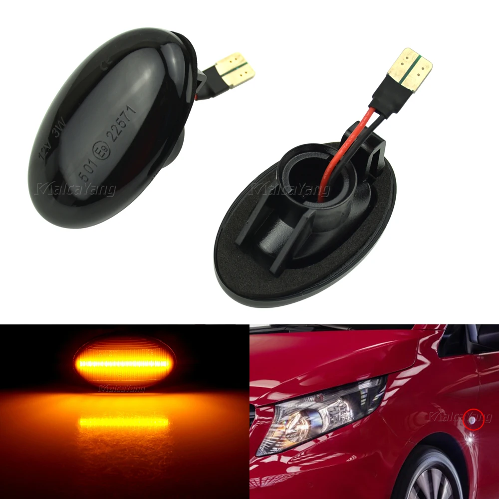 Dynamic Fender Side MarkerTurn Signal Repeater Light For Mercedes Benz Smart W450 &W452 W168 Vito W639 W447 Citan W415