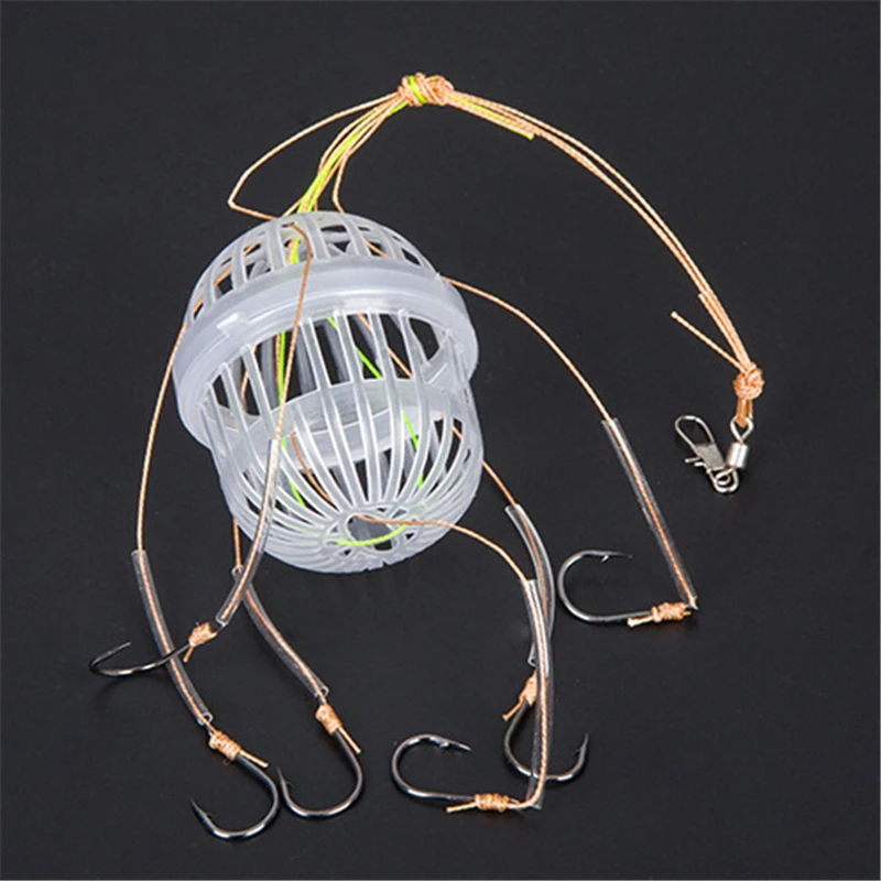 1PCS Fishing Explosion Hook Set Outdoor Cage Basket Feeder Holder Fishhook Pesca Tool Tackle Carp Anzol Accessories