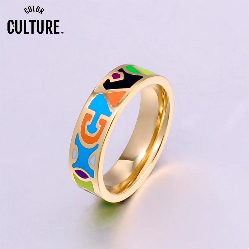 Fine Jewelry New Arrival Stainless Steel Rings for Women Birthday gift Fashion Pretty Charm Letters design Enamel Ring