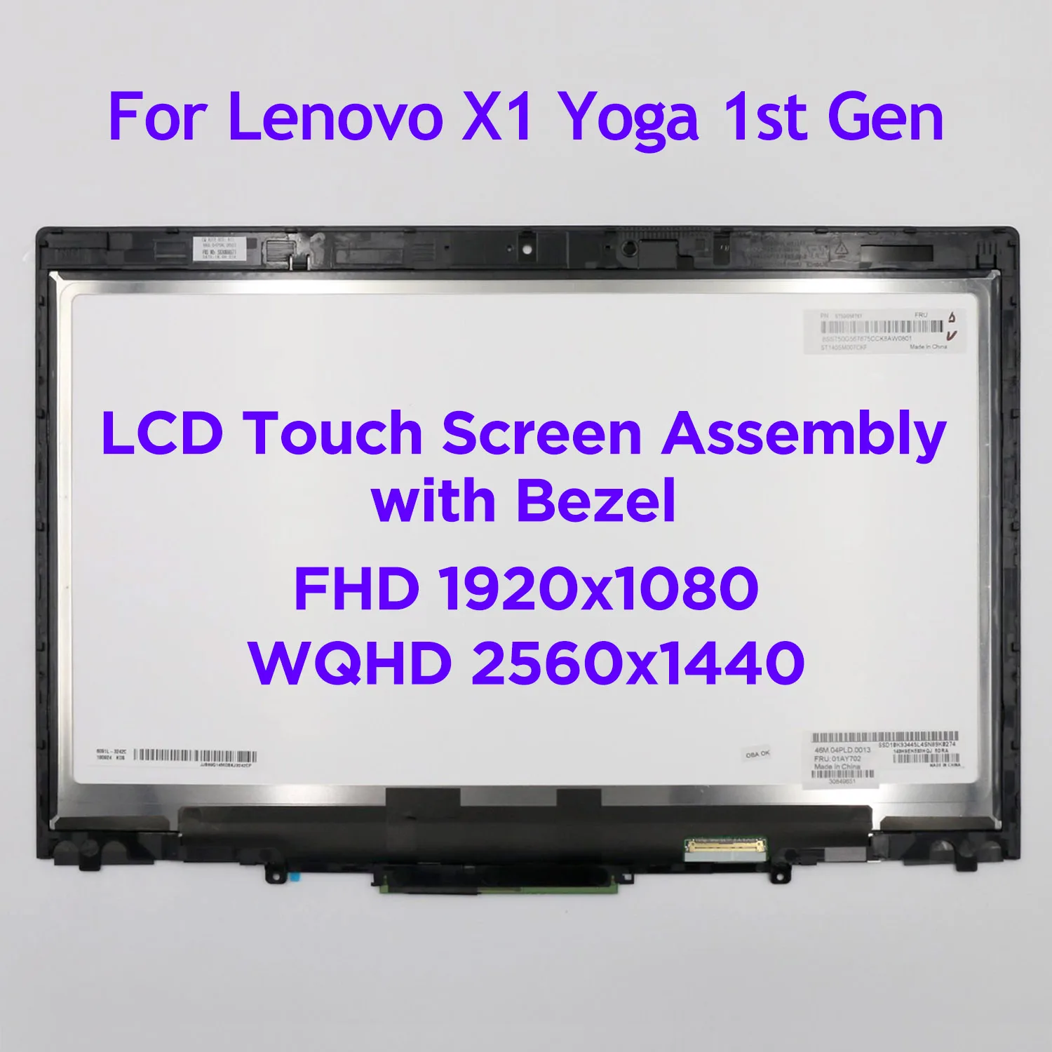 LCD Touch Screen Digitizer Montage für Lenovo ThinkPad X1 Yoga 20FQ 20FR 1st Gen Laptop LED Display Ersatz 01AY702 00UR191