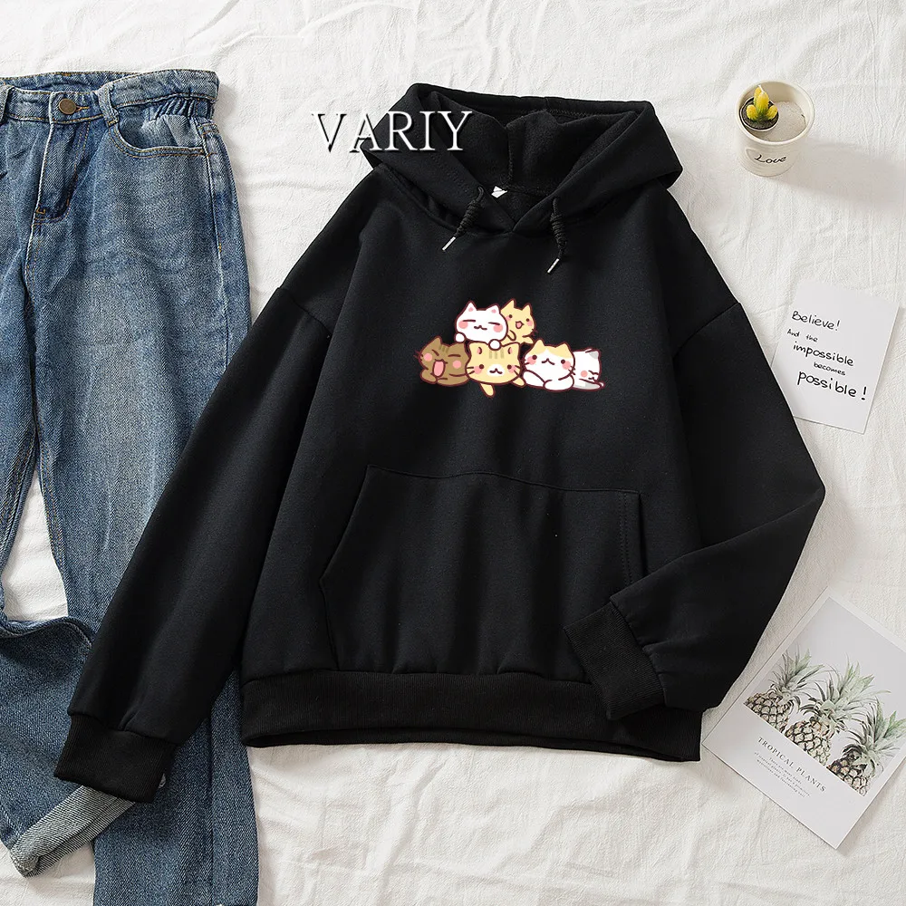 

Cat Harajuku Kawaii Anime Hoodie Girl Winter Korean Clothes Sweatshirts Women Cute Casual Aesthetic Warm Hoodies Jumper