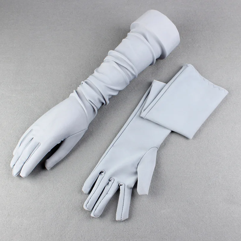 51CM Long Summer Women Thin Breathable Sun Protection Anti-UV Gloves Outdoor Drive Cycling Cover Scar Arm Sleeve Solid Soft