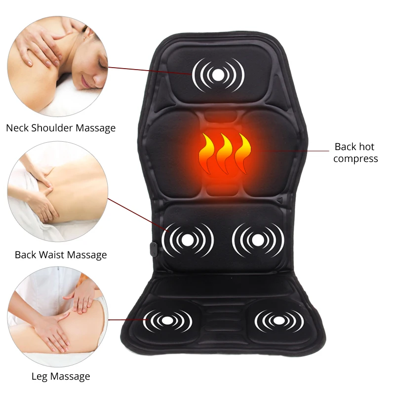 KLASVSA Electric Back Massager Chair Cushion Vibrator Portable Home Car Office Neck Lumbar Waist Pain Relief Seat Pad Relax Mat