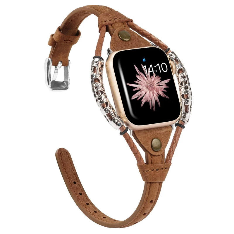 

Ремешок из натуральной кожи для Apple Watch Band 38/40/42/44/45/41 мм, классический браслет для iWatch 7 SE 6 5 4 3 2, аксессуары