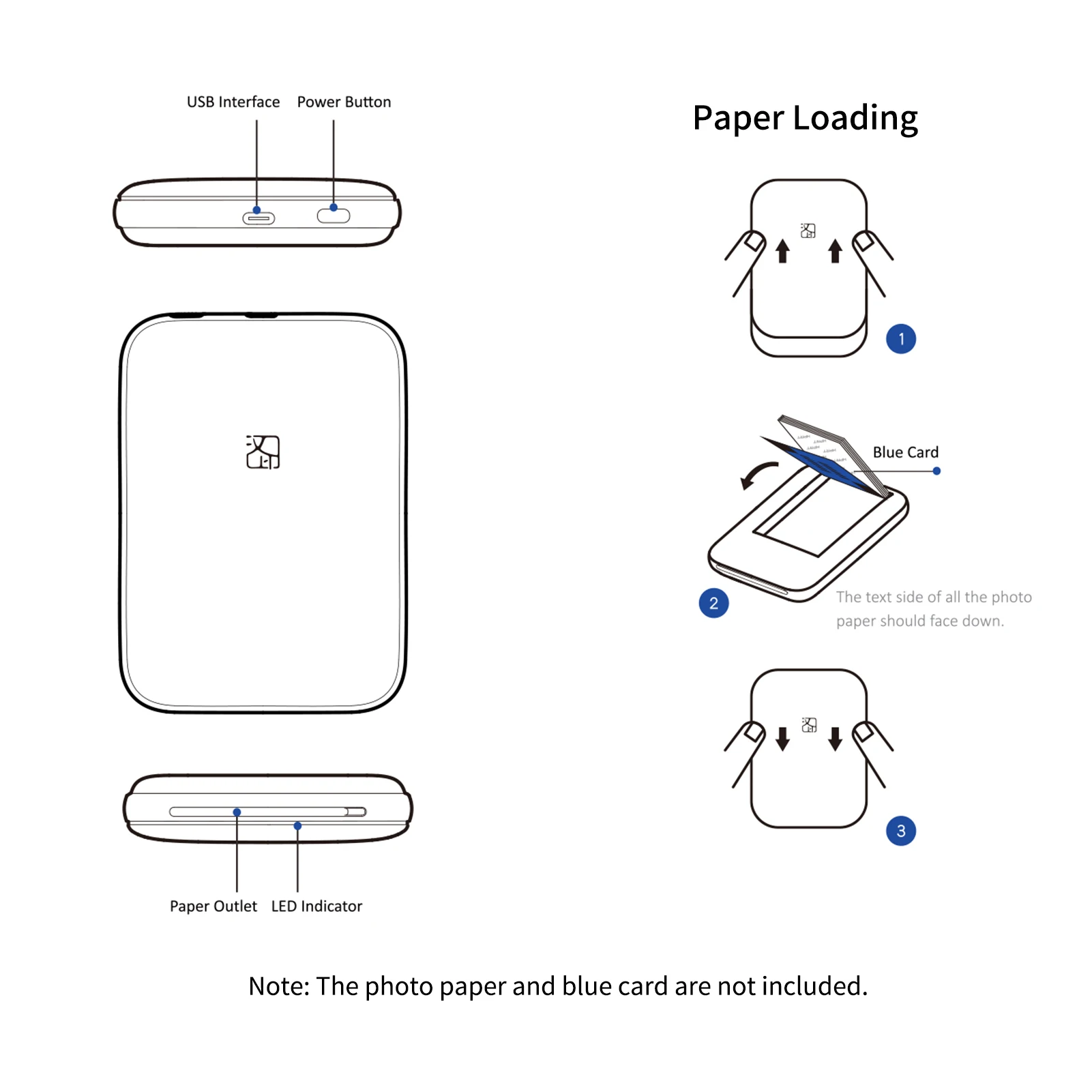 Mini Color Printer 300DPI Portable Photo Mini Picture Printer Pocket DIY Share 550mAh Zink Photo Printer