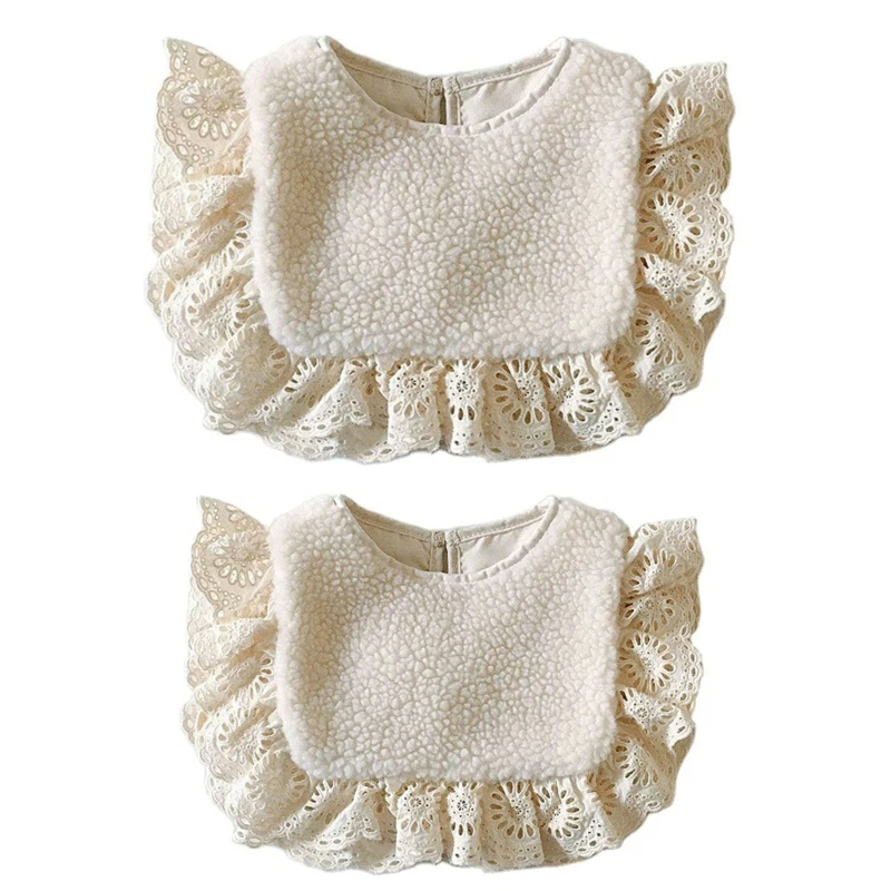 

2024 New Baby Girls Lace Princess Bibs Solid Color Infants Winter Thicken Vest Toddlers Kids Clothes Accessiory