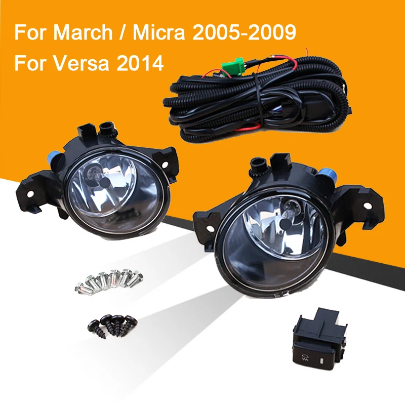 

1 Pair 12V Car Fog Lamp Assembly with Fog Light and Wire Relay Switch Button for NISSAN Micra/March 2005-2009 Versa 2014