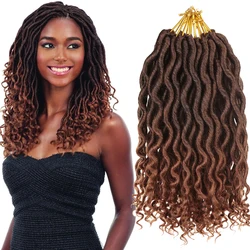 12Inch Pre-Stretched Wavy Goddess Faux Locs Crochet Hair Soft Curly Ends Natural Synthetic Hair Extensions