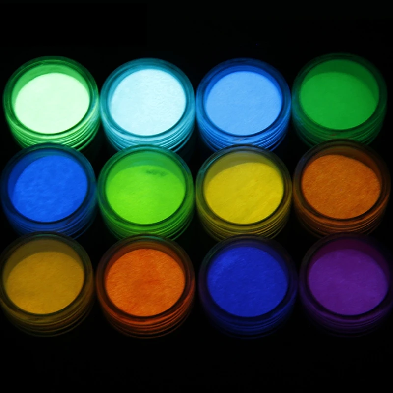 C90C 12 Colors Fluorescent Super Bright Glow-in-the-Dark Powder Pigment DIY Jewelry