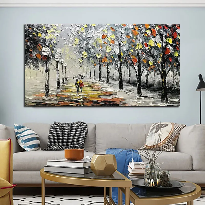 

Hand Painted Handmade People Knife Street Landscape Oil Paintings Abstract Wall Art Decor Wall Pictures Modern Canvas Unframe