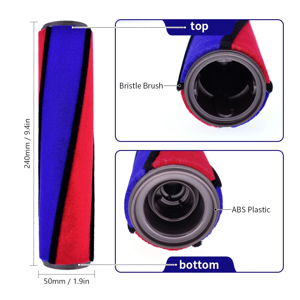 Rolo macio escova de veludo para dyson v6 fofo v7 v8 sv03 v10 v11 aspirador sem fio 966488-01 peças de limpeza do agregado familiar