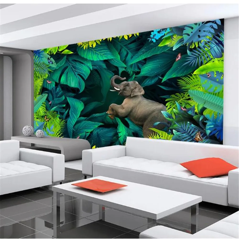 

Milofi tropical rainforest plants 3D three-dimensional landscape large wallpaper bedroom TV background wall decoration painting