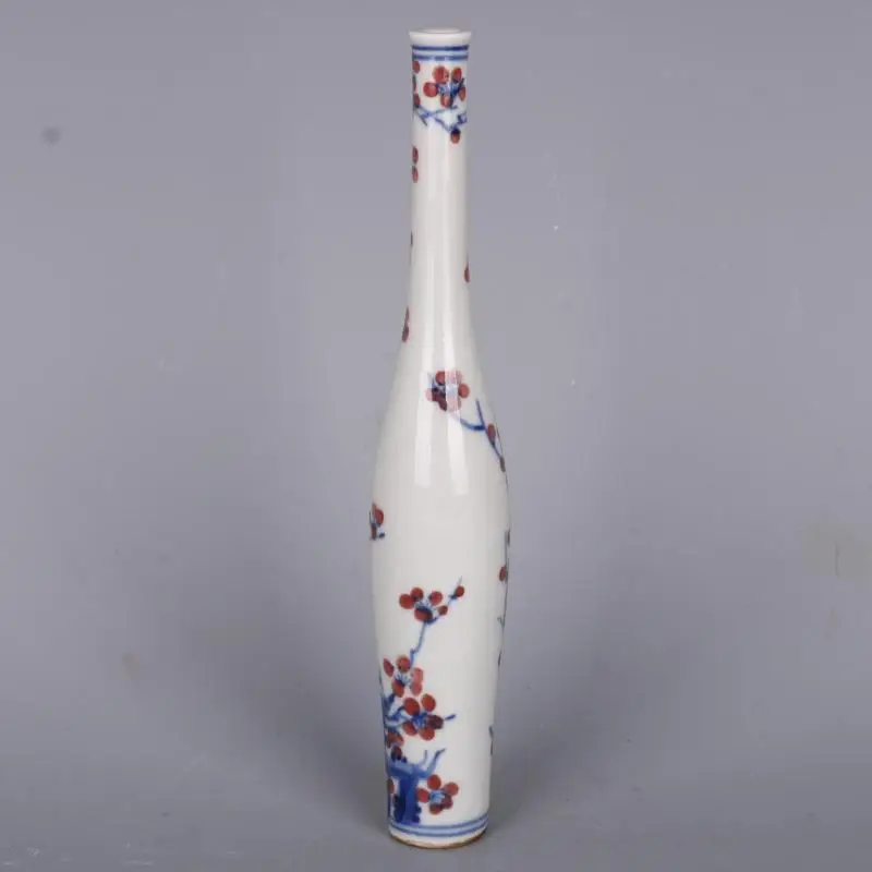 Qing Dynasty Blue And White Underglazed Red Ice Plum Vase Hand-painted Handmade Vase