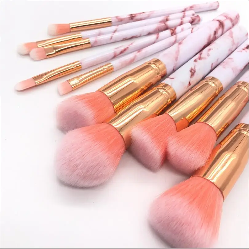 10pcs 대리석 불꽃 마블링 브러쉬 세트 소프트 파운데이션 파우더 아이섀도 브러쉬 키트 뷰티 뷰티 메이크업 도구 T0326