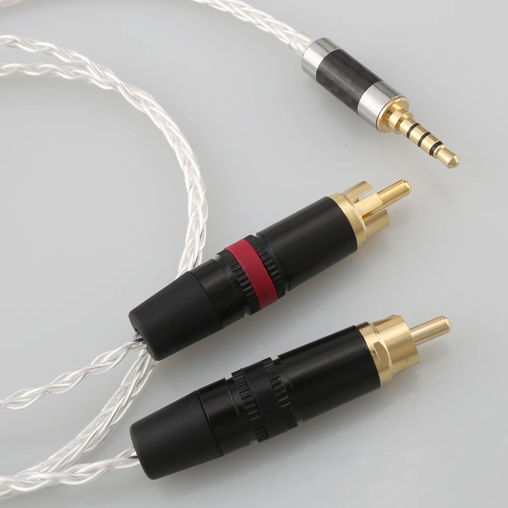 3.5mm TRRS Balanced Male to 2 RCA Male Audio Adapter Cable 7N OCC Copper Silver plated Audio Cable