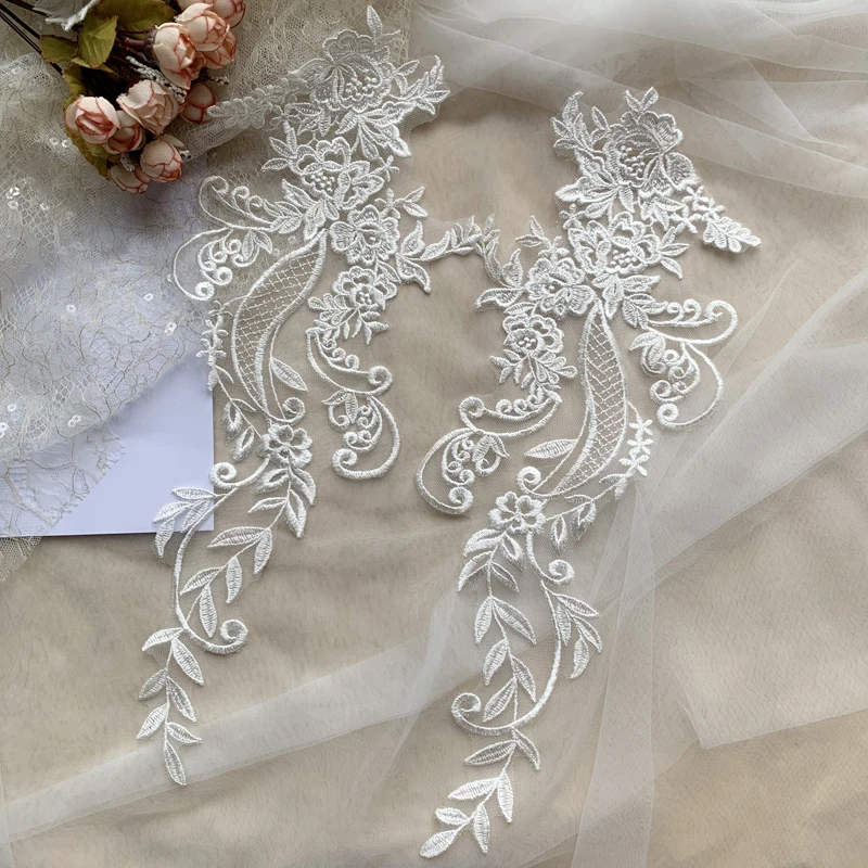 

Embroidery Applique Medallions Piece Lace For Wedding Dress Applique Lace Or Veil Lace