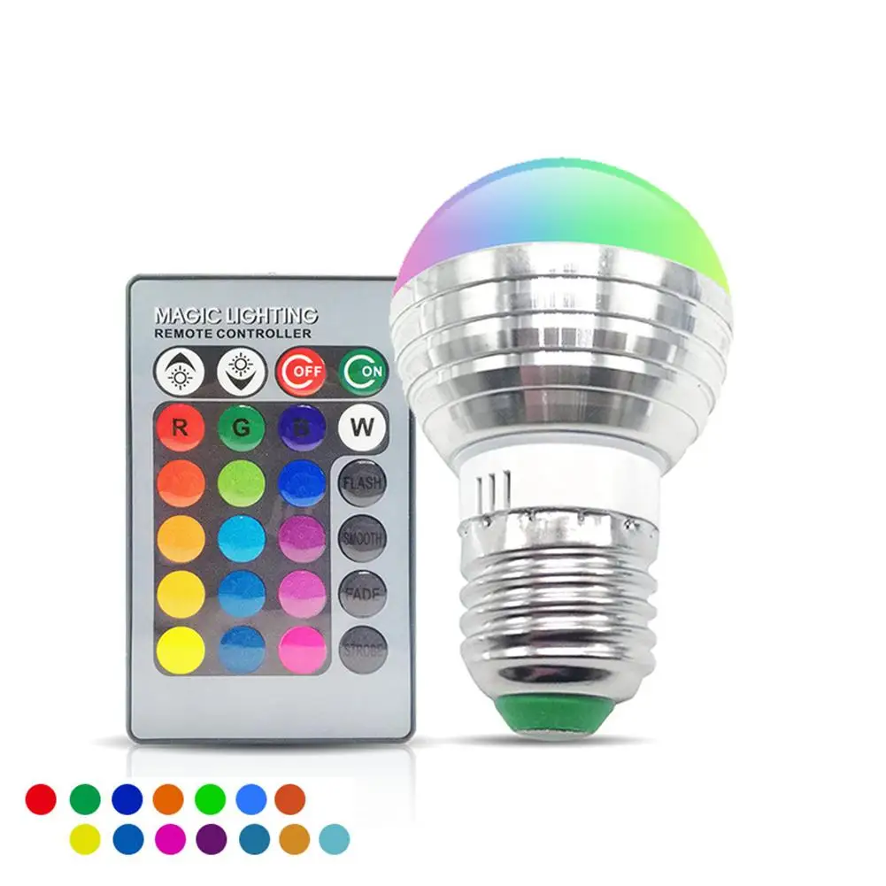 3W E27 LED Light Bulb Color Changing Lamp With Remote Control For Home Decoration Stage Bar Party