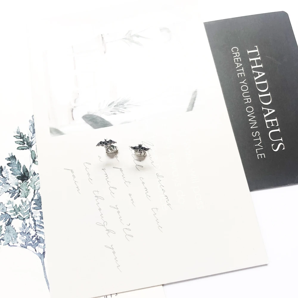 Ohrstecker, mondlose Nachtfledermaus, Sommer, brandneue Ohrringe, Geschenk zum Tag, Vintage-Stil, 925er Sterlingsilber, Schmuck für Frauen – Detail 6
