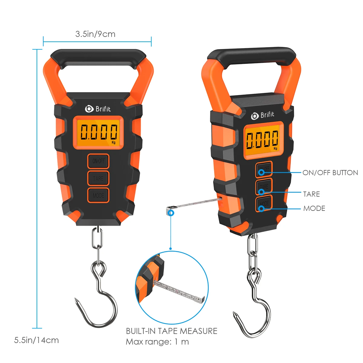 Báscula de pesca Digital de 50KG con regla báscula de pesaje de equipaje de viaje portátil báscula de pesca Digital báscula de comida de cocina