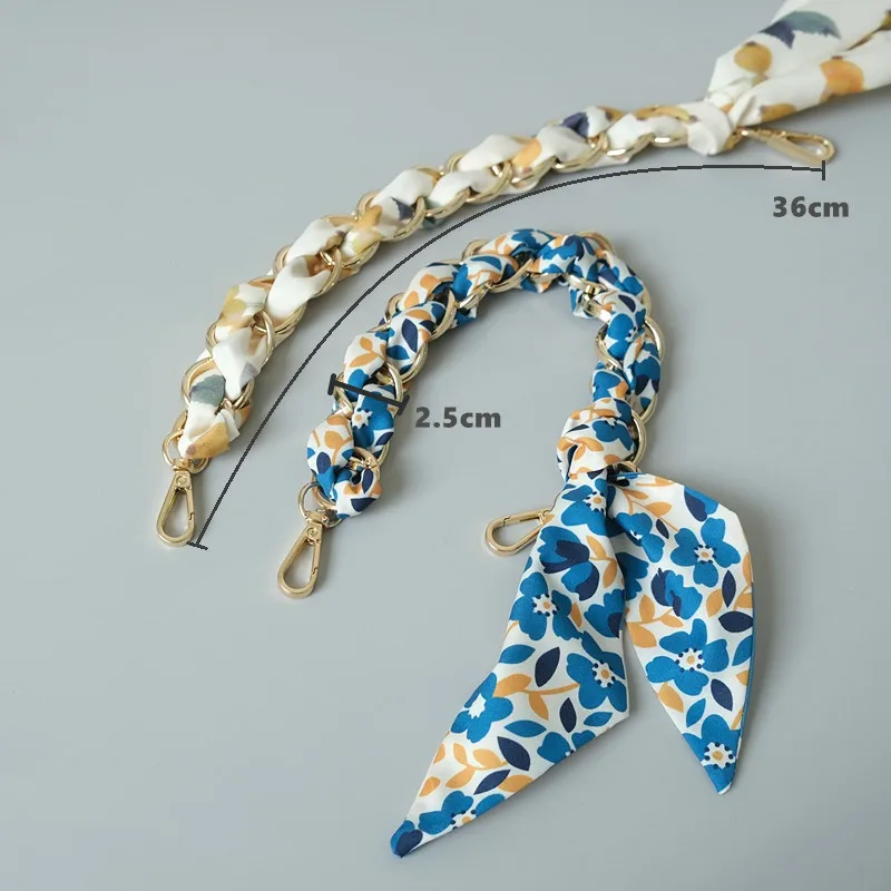 Cadena de repuesto desmontable para mujer, accesorio para bolso de mano, de seda Floral, correa de algodón, nueva moda, primavera y verano