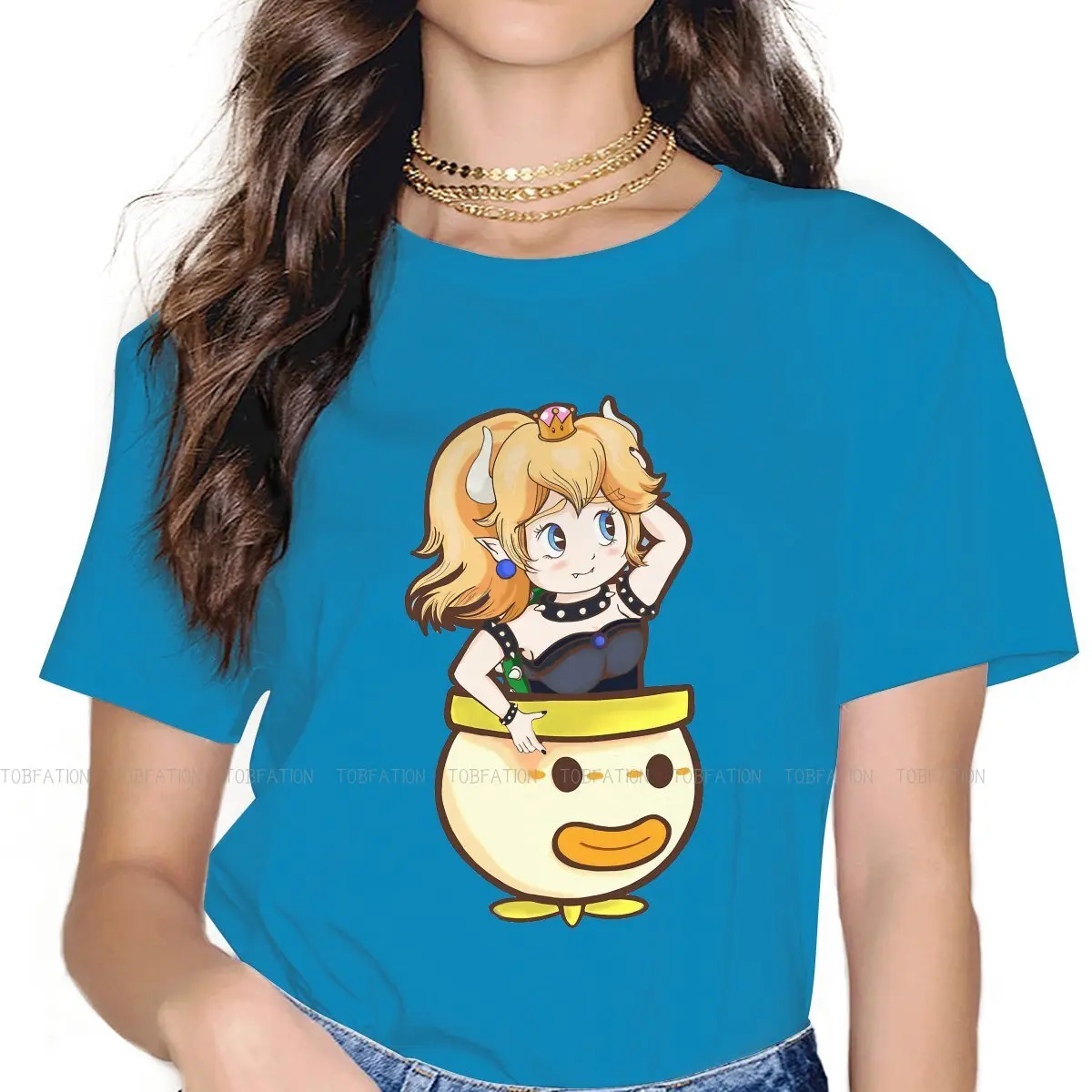 Cute Bowsette Flying 4XL TShirt for Girl Princess Peach Comfortable Gift Clothes  T Shirt Stuff Hot Sale