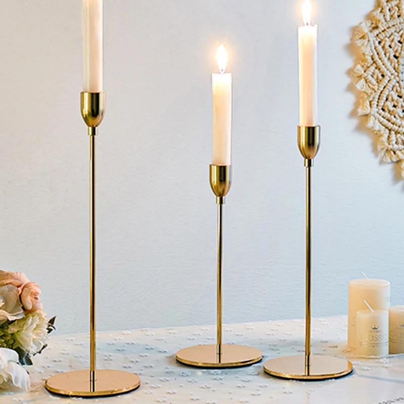 

3Pcs Metal Candle Holders Nordic Candlestick Golden Wedding Candle Stand Bar Party Living Room Table Candelabra Home Decoration