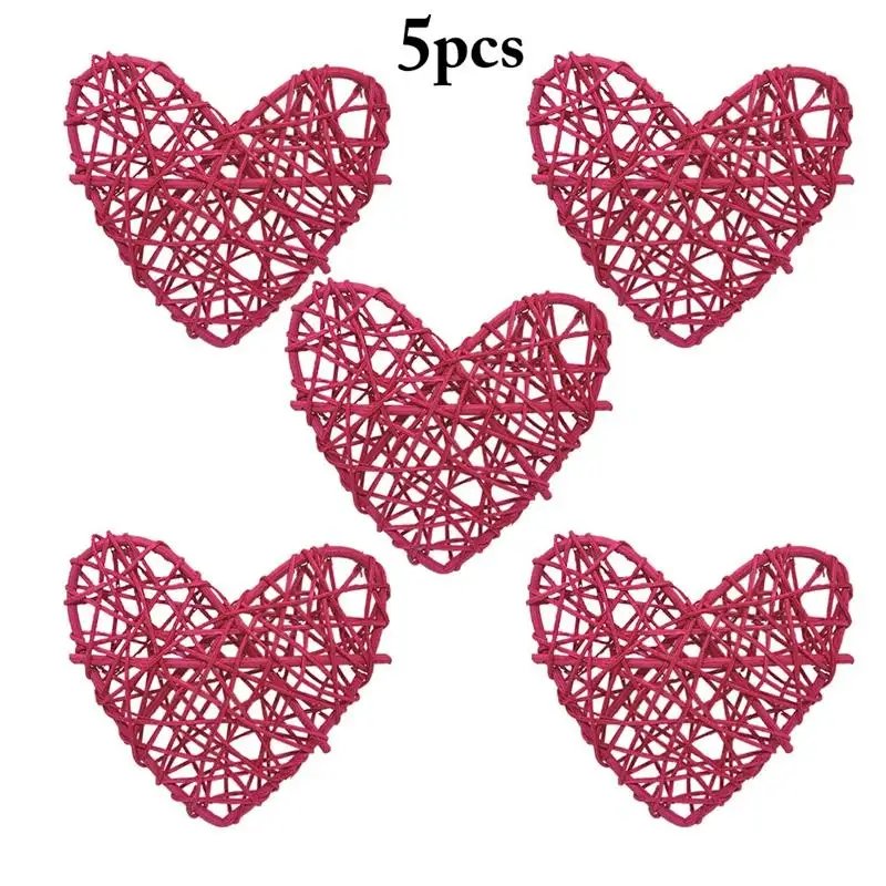 5Pcs/Set Creative DIY Party Love Heart Shape Rattan Decor Sepak Takraw Rattan Decor Photography Props Accessories