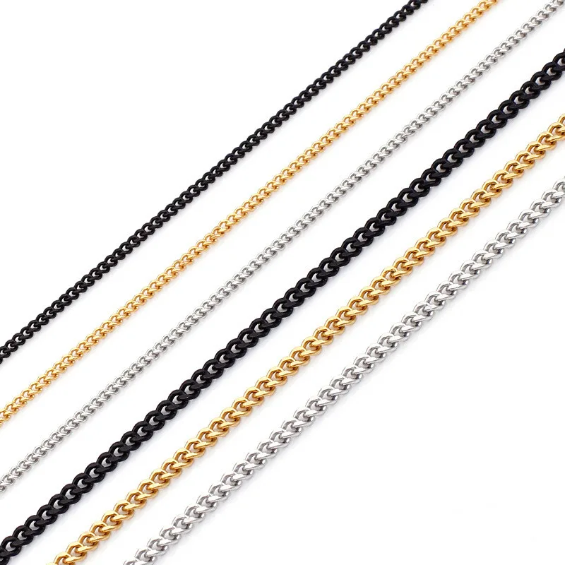 3MM 3.5MM Small Cuban Chains Necklaces Stainless Steel Jewelry DIY Pendant Necklace Wholesale USENSET