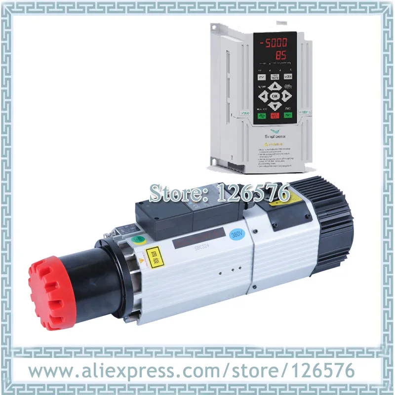 Long nose ISO30 18000rpm/24000rpm Automatic air cooled spindle motor AC220V/AC380V 9kw ATC spindle motor + 9KW VFD Inverter