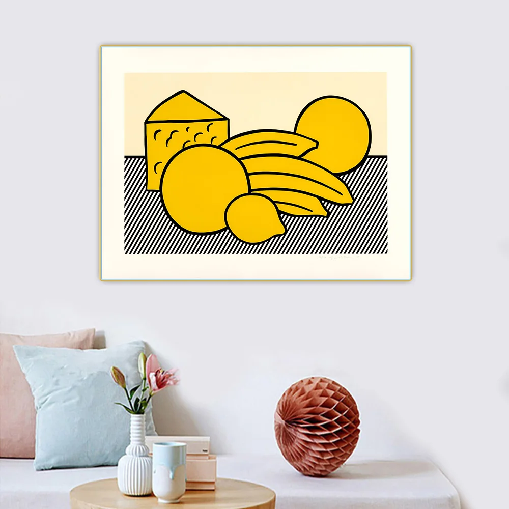 Citon Roy Lichtenstein《Yellow still life》Pop art Canvas Oil Painting Art Poster Picture Wall Background Decor Home Decoration