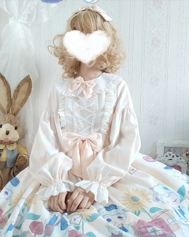 Dolce principessa lolita abito vintage pizzo bowknot peter pan colletto vita alta abito vittoriano kawaii ragazza gotica lolita op loli