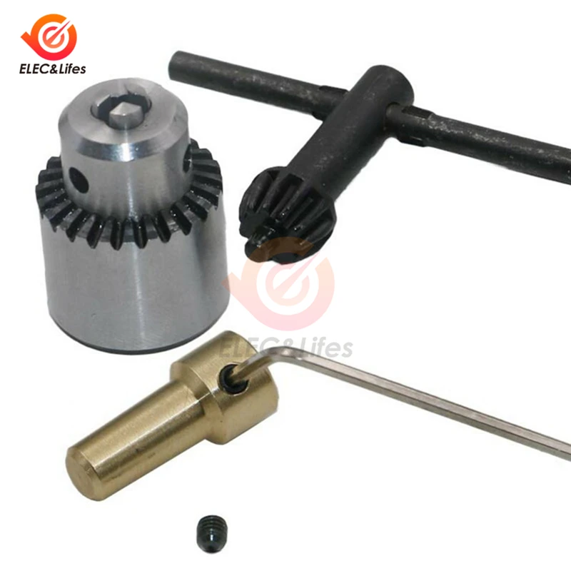 Micro Motor Drill Chuck Clamping Range 0.3-4mm Taper Mounted Mini Drill Chuck With Chuck Key 3.17mm Brass Electric Motor Shaft