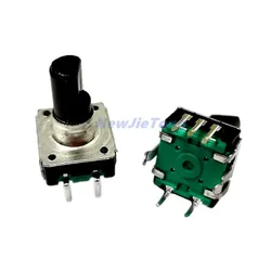 5pcs EC12 360 Degree Rotary Encoder RE12 Audio Encoder Coding 5Pin 24 Position With Push Button Switch Handle Length 15MM