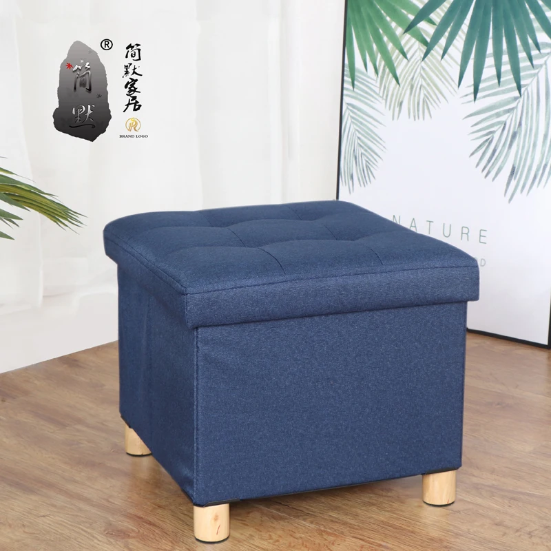 

Cotton Linen Storage Shoes Changing Storage Stool Solid Wood Four-Leg Changing Shoes Rack Covered Folding Solid Wood Shoes Rack