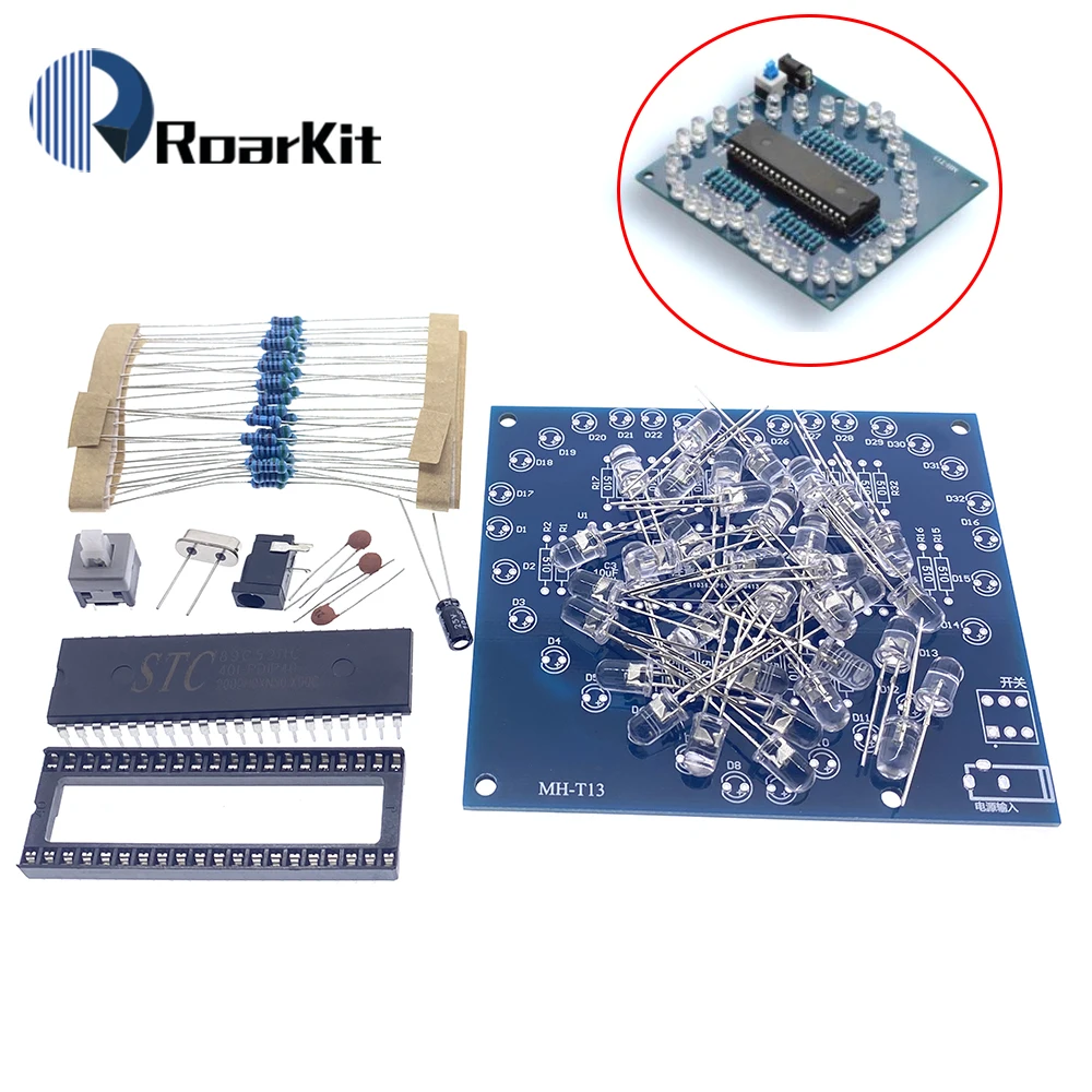 DIY Electronic Kit Heart Shape Colorful Glare LED RGB Module Love Water Light STC89C52 51 Single Chip Microcomputer DC 4.5V-5V